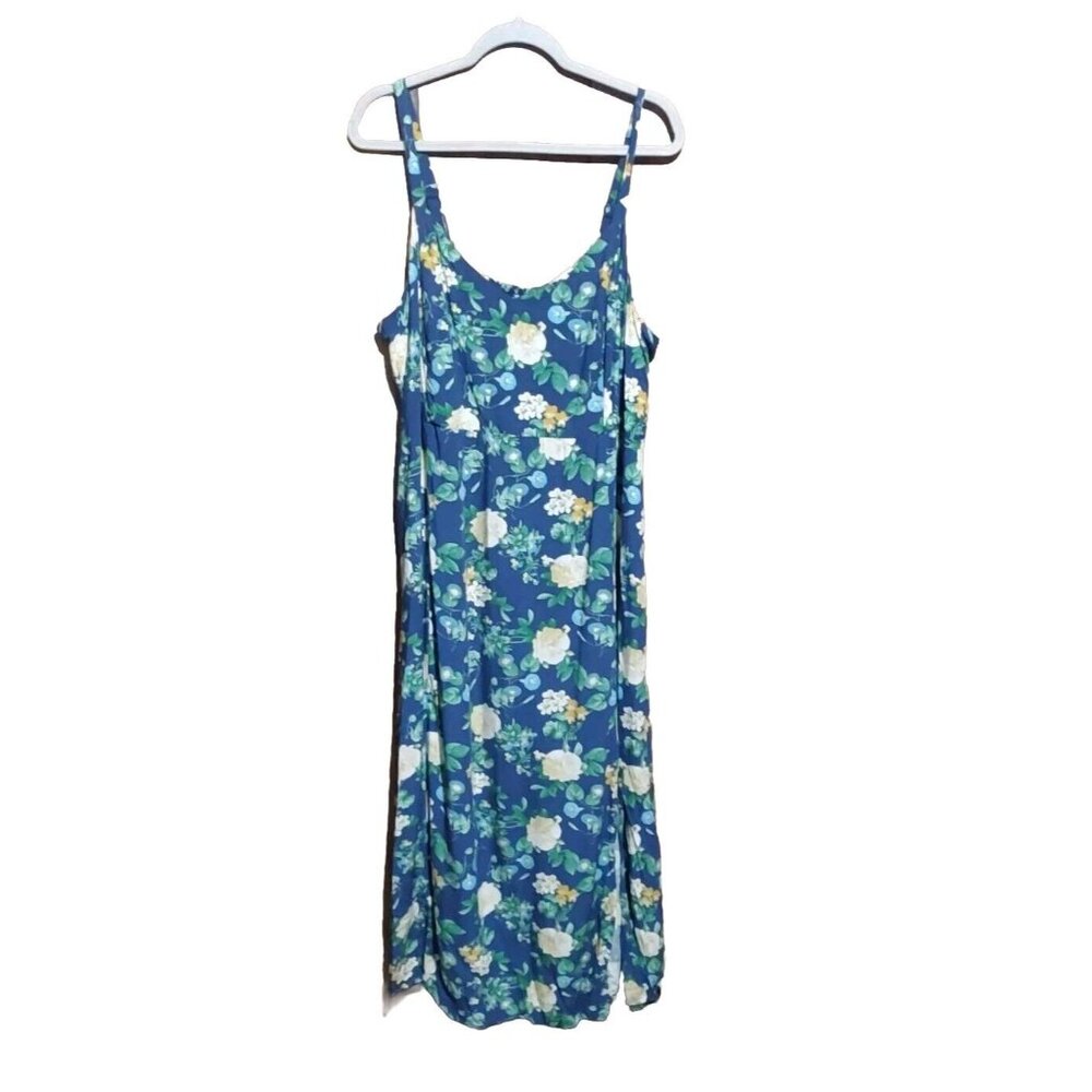 Old Navy Floral Smocked Floral Maxi Slip Dress Womens Size XXL Side Slit Cottage